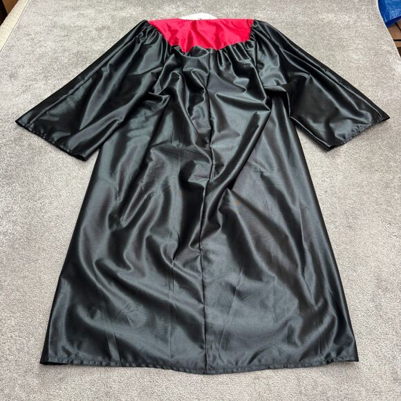 Balfour Academy Graduation Satin Robe Gown Unisex Adult Black Red 5'9 to 5'11 - Picture 2 of 12
